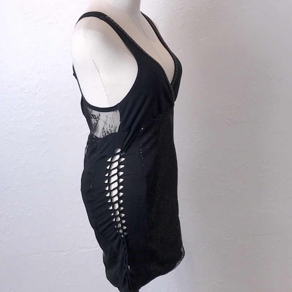 Salvage sequin mesh overlay dress